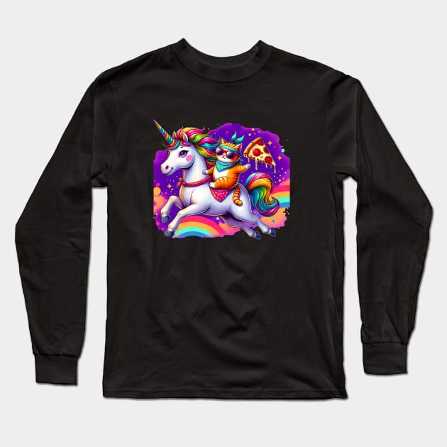 Pizza Unicorn and Cat Lover, Love Eating Pizza Long Sleeve T-Shirt by dukito